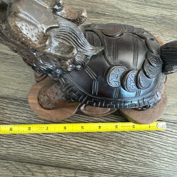 Smoking Dragon Tortoise Turtle Beast Hand Carved Boxwood Wealth Statue Sculpture - Picture 10 of 16